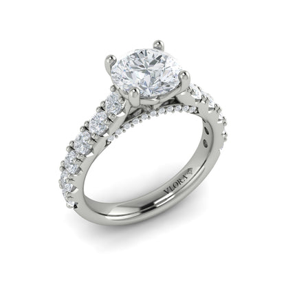 Round Classic Engagement Ring in Platinum by Vlora Bridal