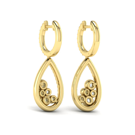 Pavé Pear Shaped and Bezel Set Diamond Earrings