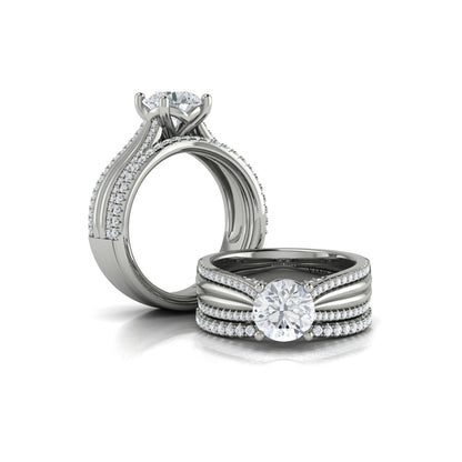 Matching Bands Wedding Band in 14K White Gold by Vlora Bridal
