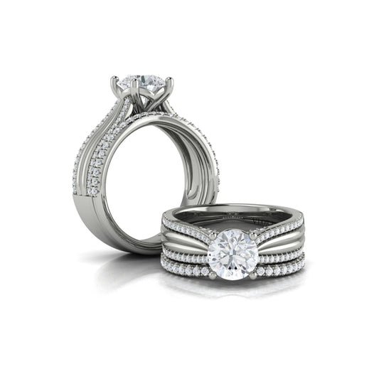 Matching Bands Wedding Band in 14K White Gold by Vlora Bridal