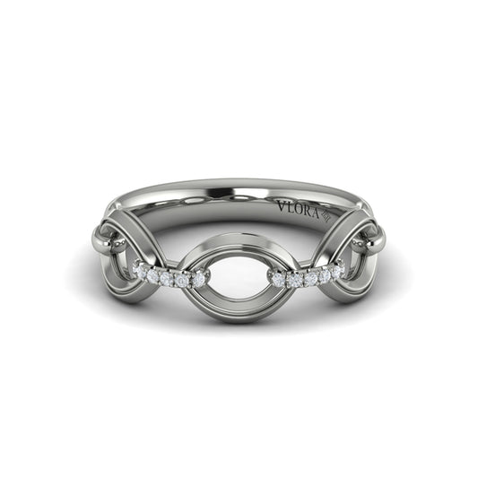 Open Navette Silhouette wtih Diamond Accent Ring