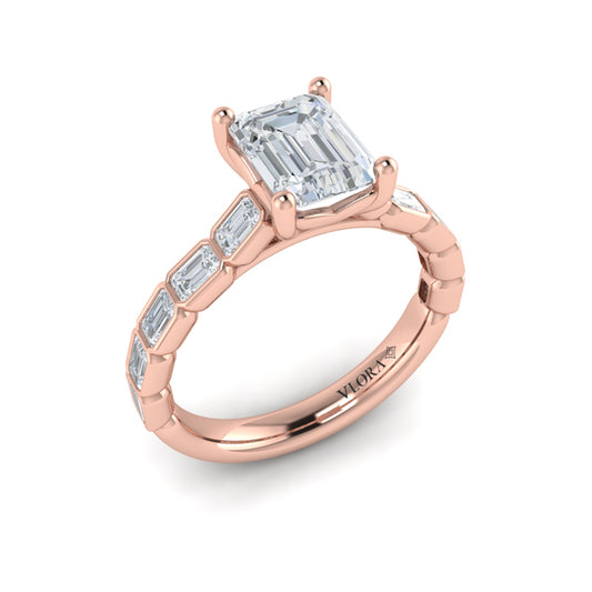 Bezeled Emerald Cut Engagement Ring