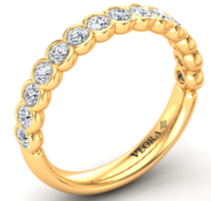 Matching Band for Round Diamond Engagement Ring with Bezel-Set Diamond Band