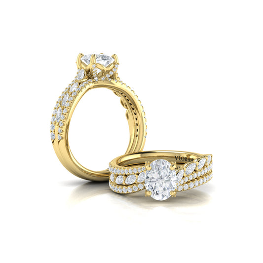 Oval Classic Engagement Ring in 14K Yellow Gold by Vlora Bridal