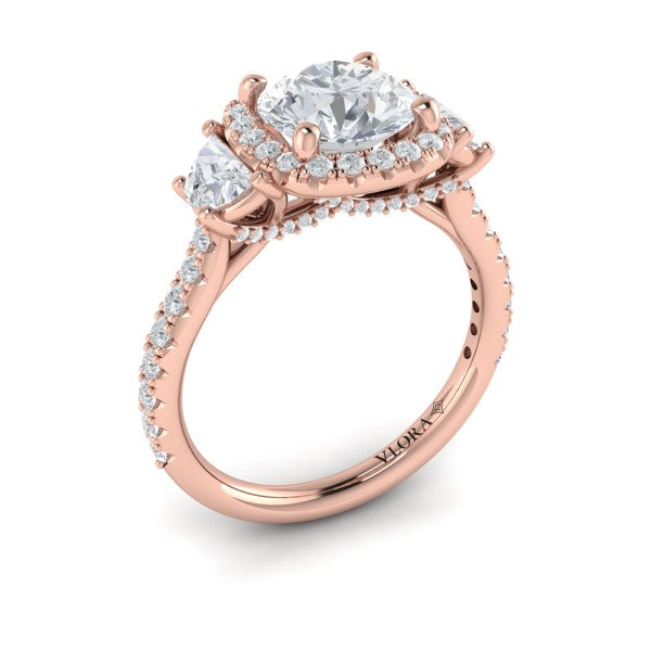 Trio Round Halo Engagement Ring
