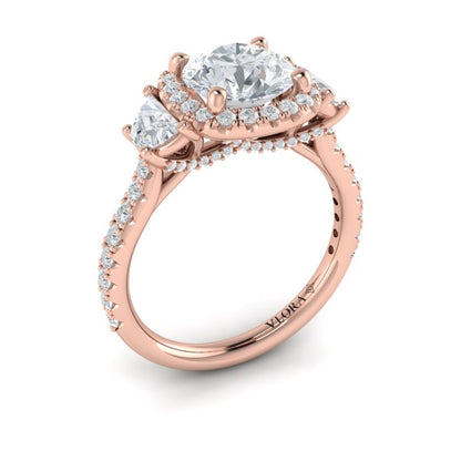 Trio Round Halo Engagement Ring