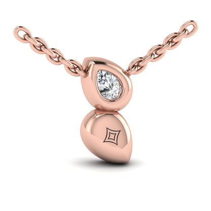 Pear Shaped Diamond Bezel‑Set Two‑Stone Sculpted Necklace