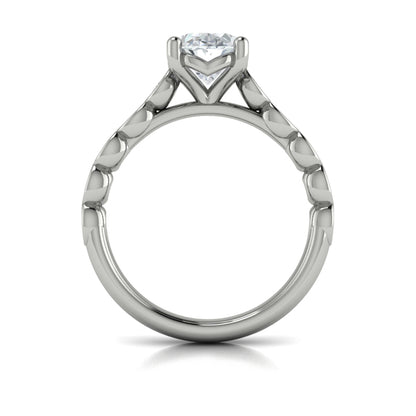 Bezel Oval Diamond Band Engagement Ring