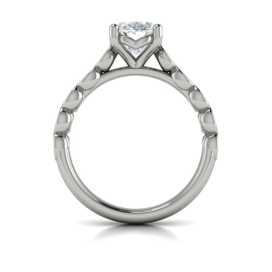 Bezel Oval Diamond Band Engagement Ring