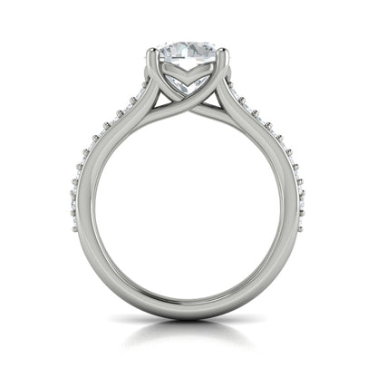 Round Straight Row Engagement Ring in Platinum by Vlora Bridal