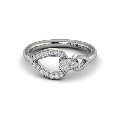 Diamond Open Tear Drop Link Ring