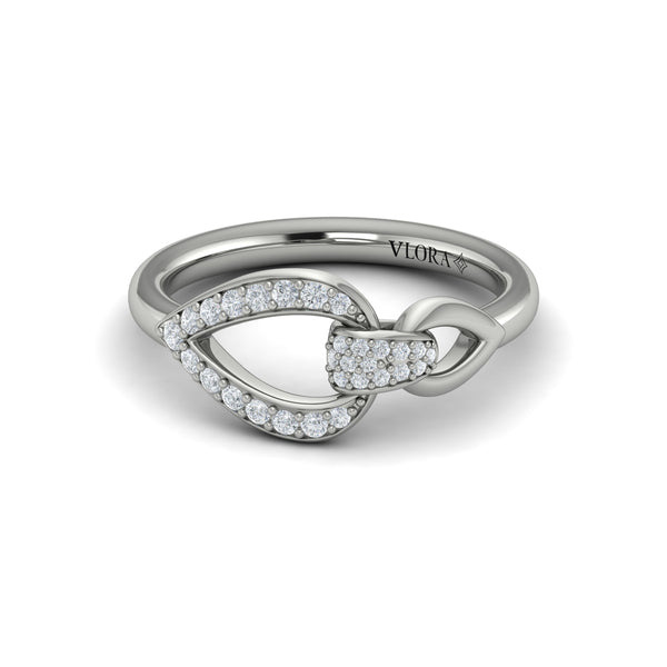 Diamond Open Tear Drop Link Ring