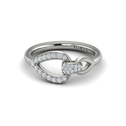 Diamond Open Tear Drop Link Ring
