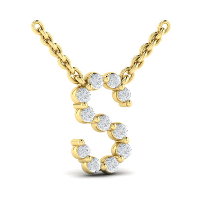 Diamond Alphabet Pendant Necklace, S