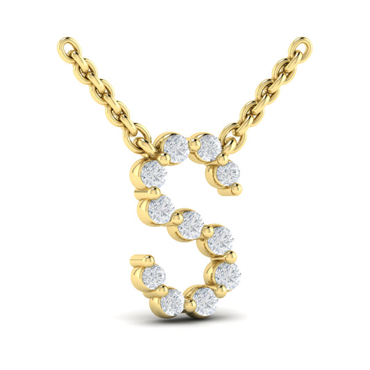 Diamond Alphabet Pendant Necklace, S