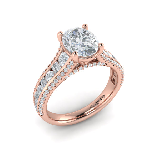 Opulent Cathedral Oval Diamond Engagement Ring