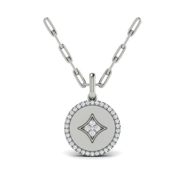 Center Star Diamonds and Bezel Pendant Necklace