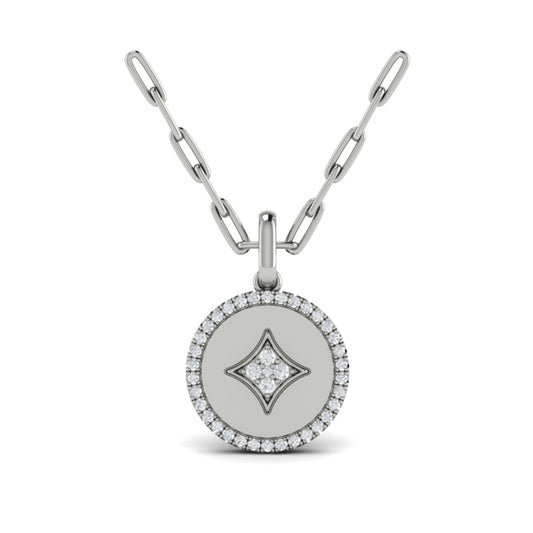 Center Star Diamonds and Bezel Pendant Necklace