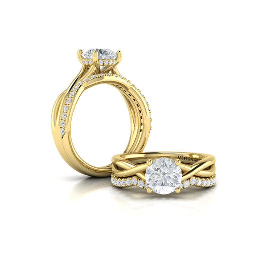 Matching Band for Entwined Solitaire Engagement Ring with Hidden Halo