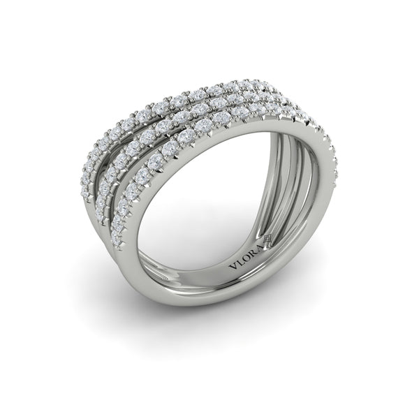 Diamond Multi-Row Curved Statement Ring