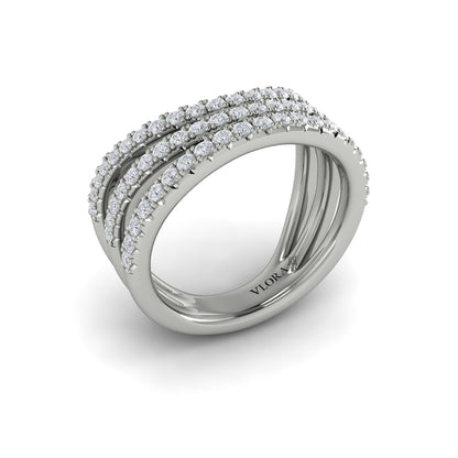 Diamond Multi-Row Curved Statement Ring