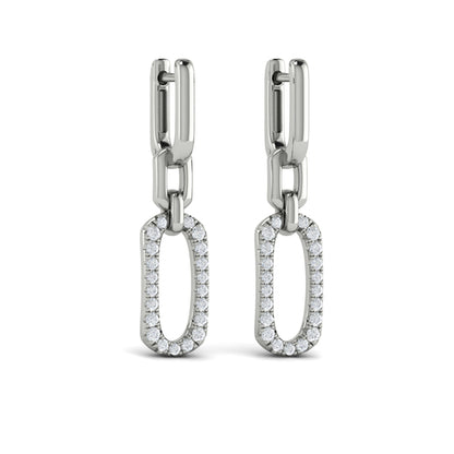 Diamond North South Open Oval Pendant Link Earrings