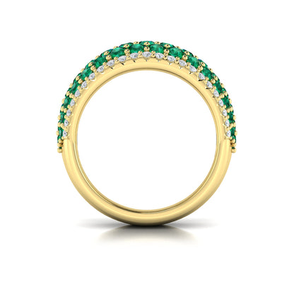 Diamond and Emerald Multi-Row Statement Ring
