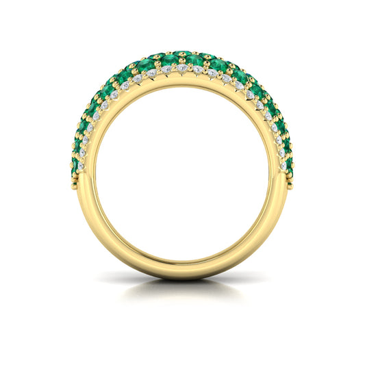 Diamond and Emerald Multi-Row Statement Ring