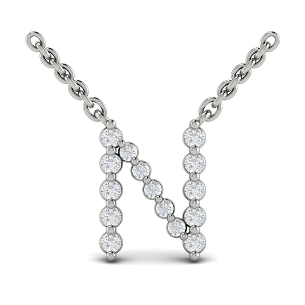 Diamond Alphabet Pendant Necklace, N