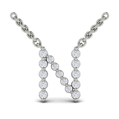 Diamond Alphabet Pendant Necklace, N
