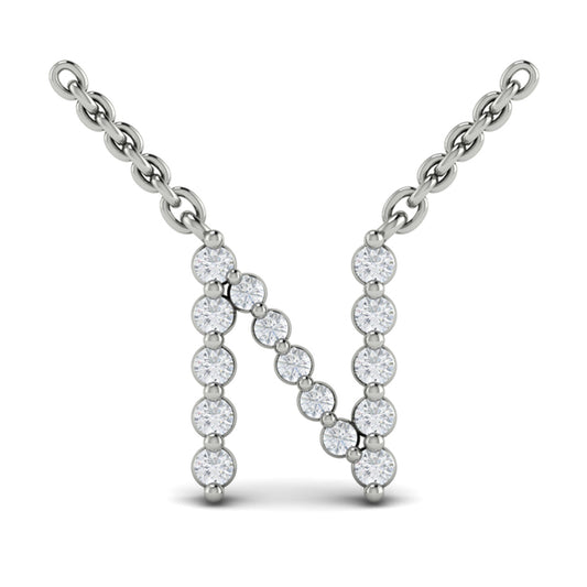 Diamond Alphabet Pendant Necklace, N