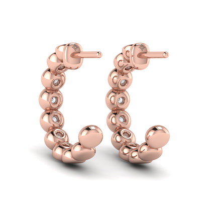 Rounded Bezel Set Hoop Earrings