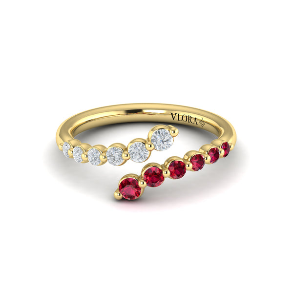Diamond and Ruby Open Wrap Ring