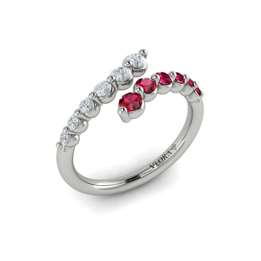Diamond and Ruby Open Wrap Ring