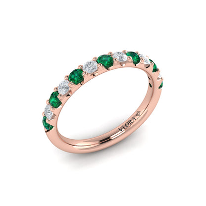 Emerald and Diamond Stackable Band
