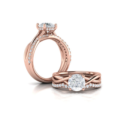 Matching Bands Wedding Band in 14K Rose Gold by Vlora Bridal