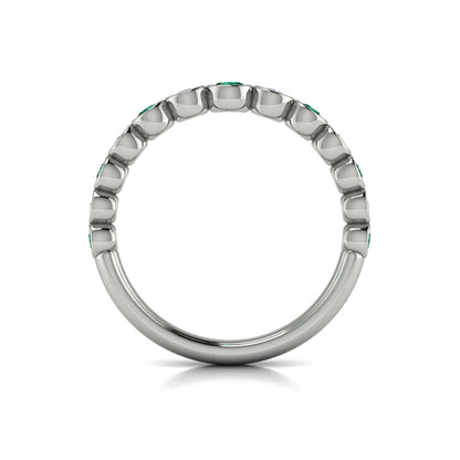 Round Bezel Set Diamond and Emerald Ring