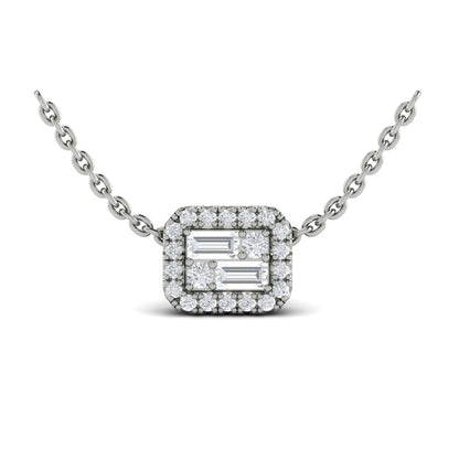Diamond Baguette Halo Pendant Necklace