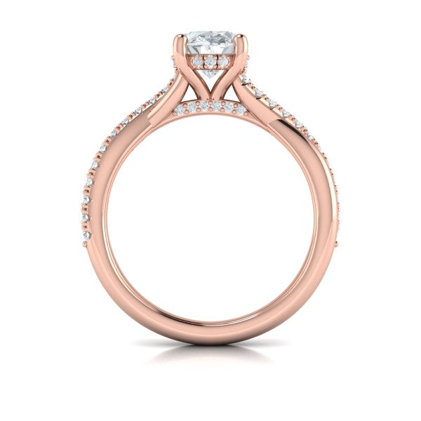 Entwined Oval Hidden Halo Engagement Ring