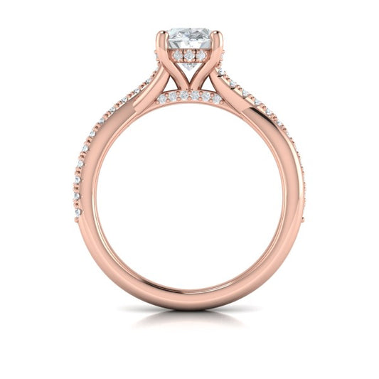 Entwined Oval Hidden Halo Engagement Ring