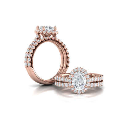 Floral Halo Oval Engagement Ring