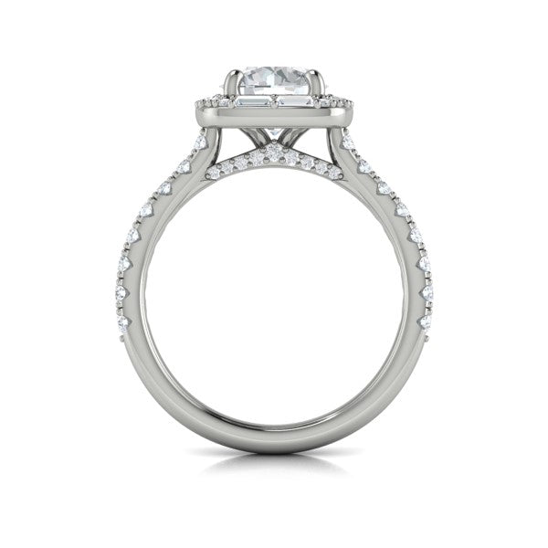 Round Halo Engagement Ring in Platinum by Vlora Bridal