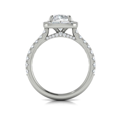 Round Halo Engagement Ring in Platinum by Vlora Bridal