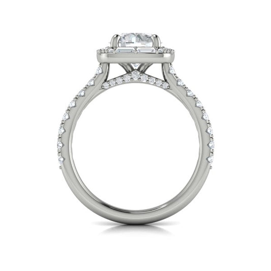 Round Halo Engagement Ring in Platinum by Vlora Bridal