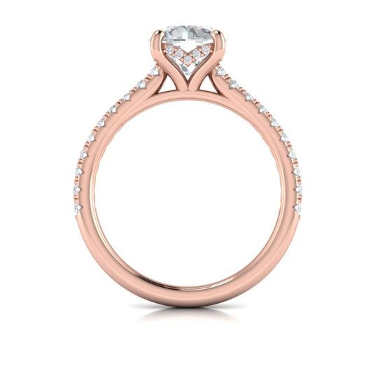 Classic Cathedral Engagement Ring with a Hidden Halo