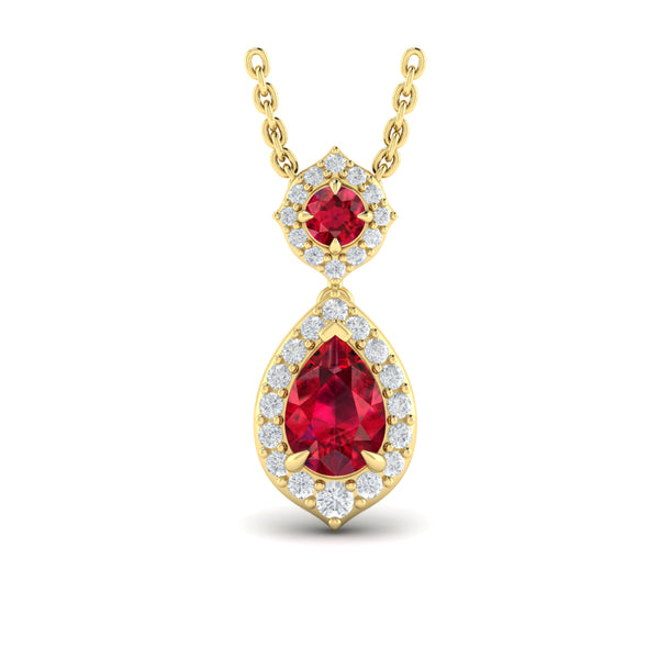 Tear Drop Ruby and Diamond Pendant