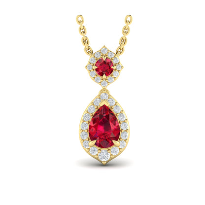 Tear Drop Ruby and Diamond Pendant