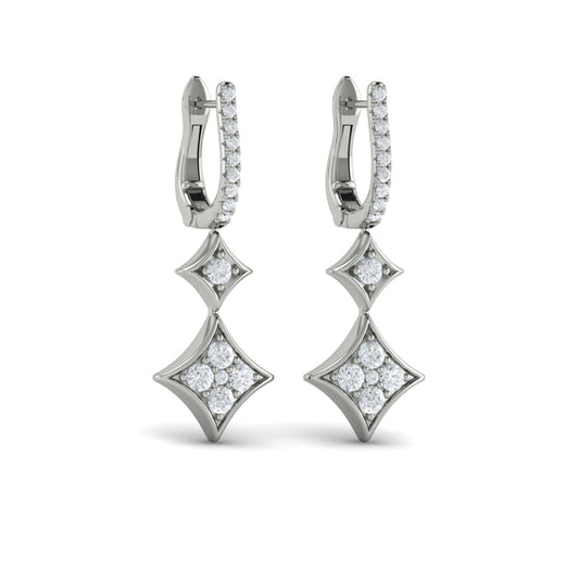 Diamond Double Vlora Star Drop Huggie Earrings