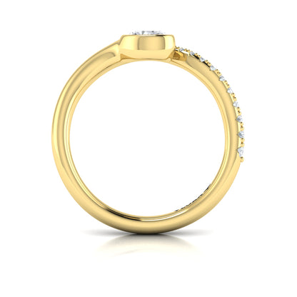 Bezel‑Set Oval Diamond Ring With Diamond Pavé Curve