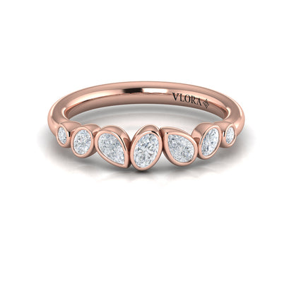 Bezel‑Set Pear, Oval and Round Shaped Diamond Ring